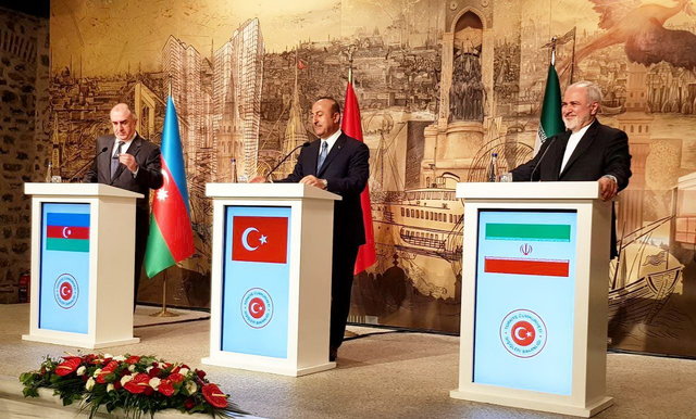 صحبت های ظریف در نشست سه جانبه با مقامات ترکیه و آذربایجان
